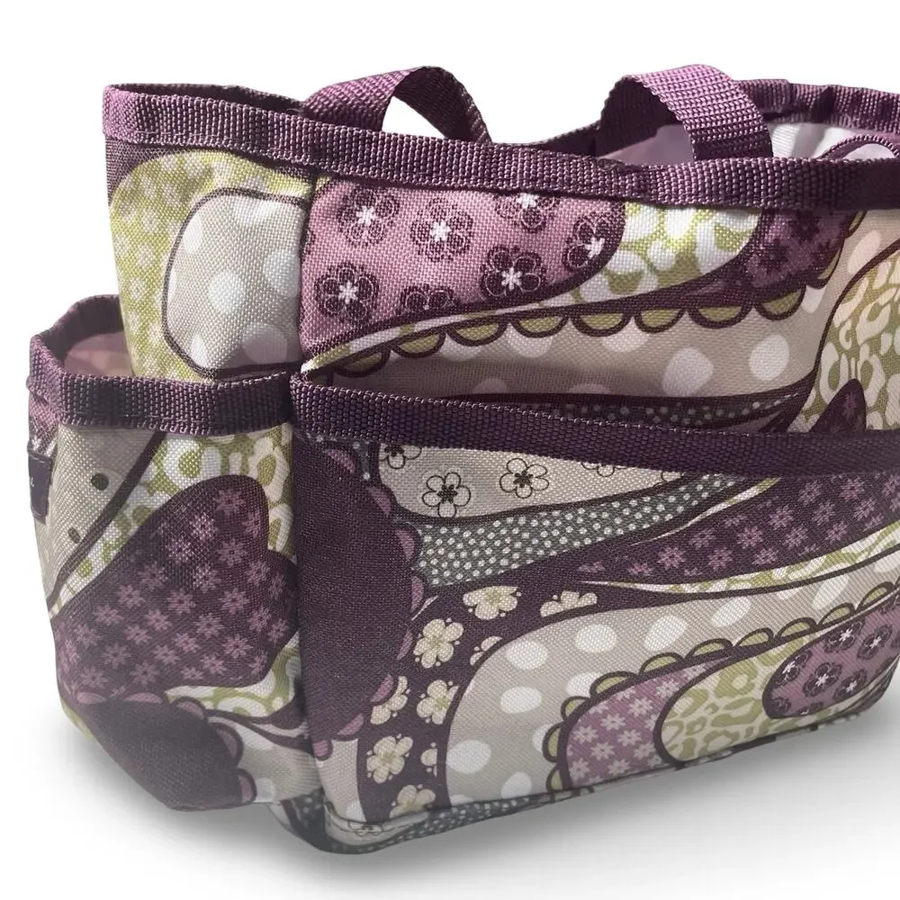 Thirty-One All-In Organizer Mini Utility Tote Bag Plum Awesome Blossom Purple